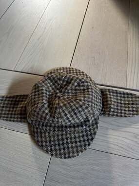 Lochcarron Pure New Wool Tweed Deerstalker Hat Size 7 5/8 (62)